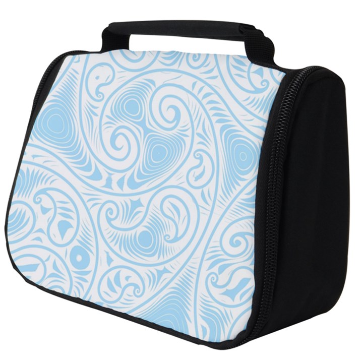 Light Blue and White Abstract Paisley Full Print Travel Pouch (Big)