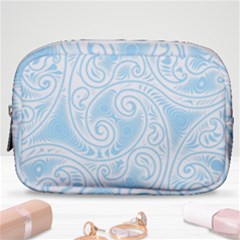 Light Blue And White Abstract Paisley Make Up Pouch (small) by SpinnyChairDesigns