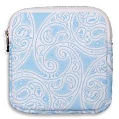 Light Blue And White Abstract Paisley Mini Square Pouch by SpinnyChairDesigns