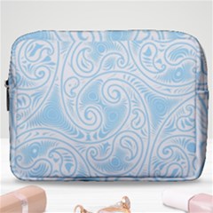 Light Blue And White Abstract Paisley Make Up Pouch (large) by SpinnyChairDesigns