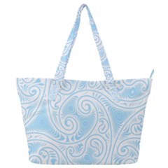 Light Blue And White Abstract Paisley Full Print Shoulder Bag by SpinnyChairDesigns