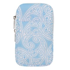 Light Blue And White Abstract Paisley Waist Pouch (large) by SpinnyChairDesigns