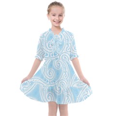 Light Blue And White Abstract Paisley Kids  All Frills Chiffon Dress by SpinnyChairDesigns