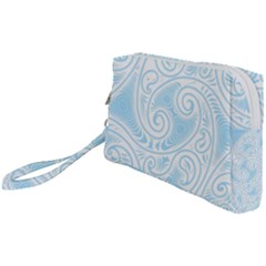 Light Blue And White Abstract Paisley Wristlet Pouch Bag (small) by SpinnyChairDesigns