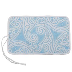 Light Blue And White Abstract Paisley Pen Storage Case (s) by SpinnyChairDesigns