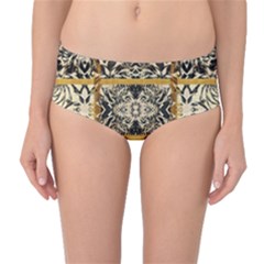 Antique Black And Gold Mid-waist Bikini Bottoms by SpinnyChairDesigns