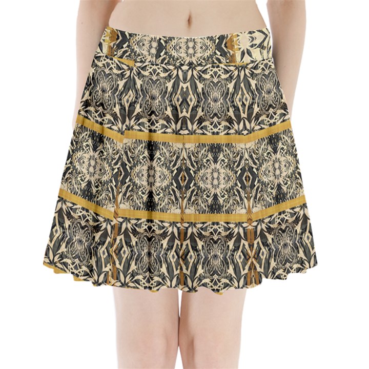 Antique Black and Gold Pleated Mini Skirt