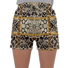 Antique Black And Gold Sleepwear Shorts by SpinnyChairDesigns