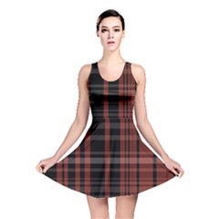 Black And Red Striped Plaid Reversible Skater Dress by SpinnyChairDesigns