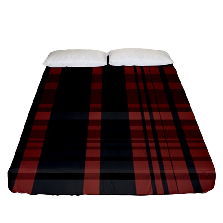 Black and Red Striped Plaid Fitted Sheet (King Size)