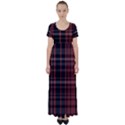 Black and Red Striped Plaid High Waist Short Sleeve Maxi Dress View1