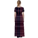 Black and Red Striped Plaid High Waist Short Sleeve Maxi Dress View2