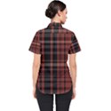 Black and Red Striped Plaid Women s Short Sleeve Shirt View2