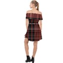 Black and Red Striped Plaid Off Shoulder Chiffon Dress View2