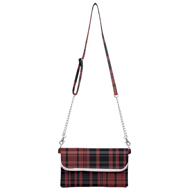 Black and Red Striped Plaid Mini Crossbody Handbag