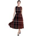 Black and Red Striped Plaid Round Neck Boho Dress View1