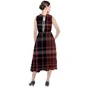 Black and Red Striped Plaid Round Neck Boho Dress View2