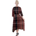 Black and Red Striped Plaid Quarter Sleeve Wrap Front Maxi Dress View2