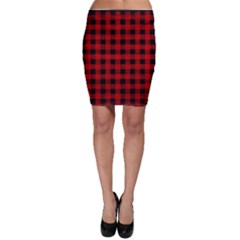 Grunge Red Black Buffalo Plaid Bodycon Skirt by SpinnyChairDesigns