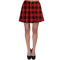 Grunge Red Black Buffalo Plaid Skater Skirt by SpinnyChairDesigns