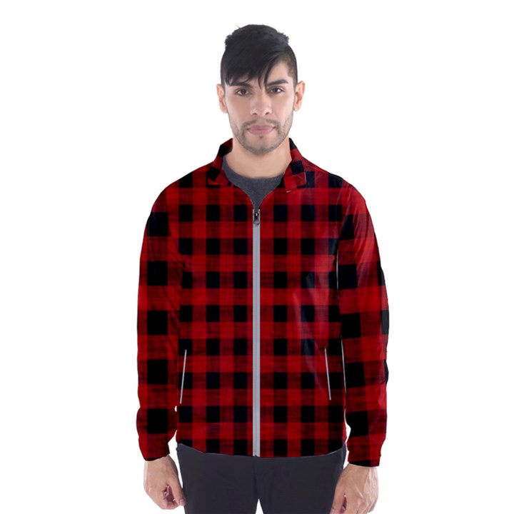 Grunge Red Black Buffalo Plaid Men s Windbreaker