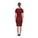 Grunge Red Black Buffalo Plaid Classic Short Sleeve Midi Dress View2