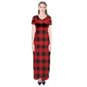 Grunge Red Black Buffalo Plaid Short Sleeve Maxi Dress View1