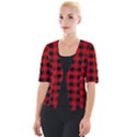 Grunge Red Black Buffalo Plaid Cropped Button Cardigan View1