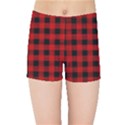 Grunge Red Black Buffalo Plaid Kids  Sports Shorts View1