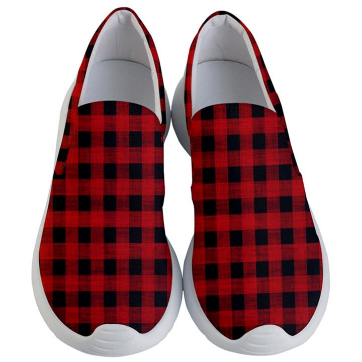 Grunge Red Black Buffalo Plaid Women s Lightweight Slip Ons