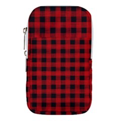 Grunge Red Black Buffalo Plaid Waist Pouch (small) by SpinnyChairDesigns