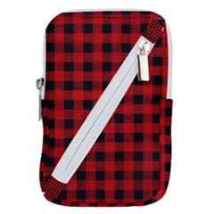 Grunge Red Black Buffalo Plaid Belt Pouch Bag (small) by SpinnyChairDesigns