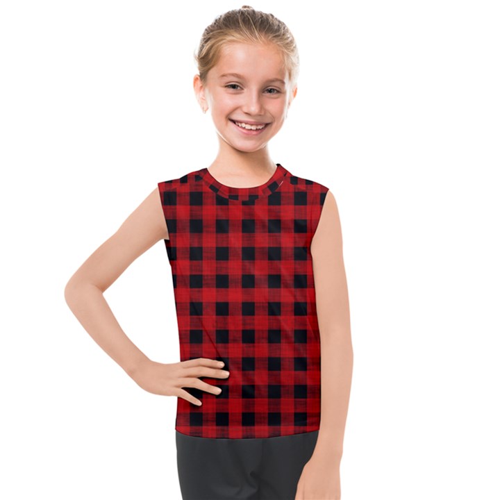 Grunge Red Black Buffalo Plaid Kids  Mesh Tank Top