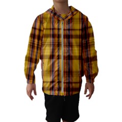 Madras Plaid Yellow Gold Kids  Hooded Windbreaker by SpinnyChairDesigns