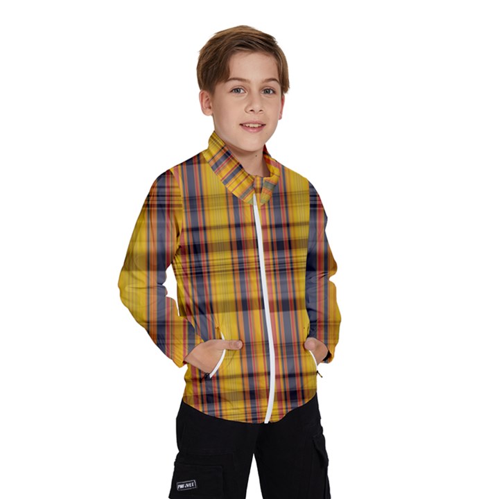 Madras Plaid Yellow Gold Kids  Windbreaker