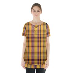 Madras Plaid Yellow Gold Skirt Hem Sports Top by SpinnyChairDesigns