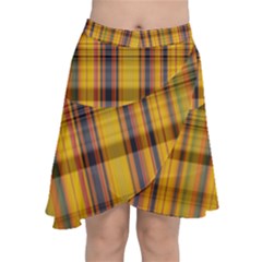 Madras Plaid Yellow Gold Chiffon Wrap Front Skirt by SpinnyChairDesigns