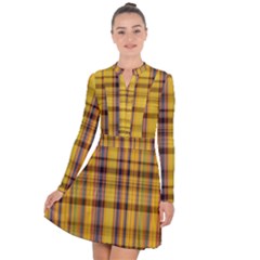 Madras Plaid Yellow Gold Long Sleeve Panel Dress by SpinnyChairDesigns