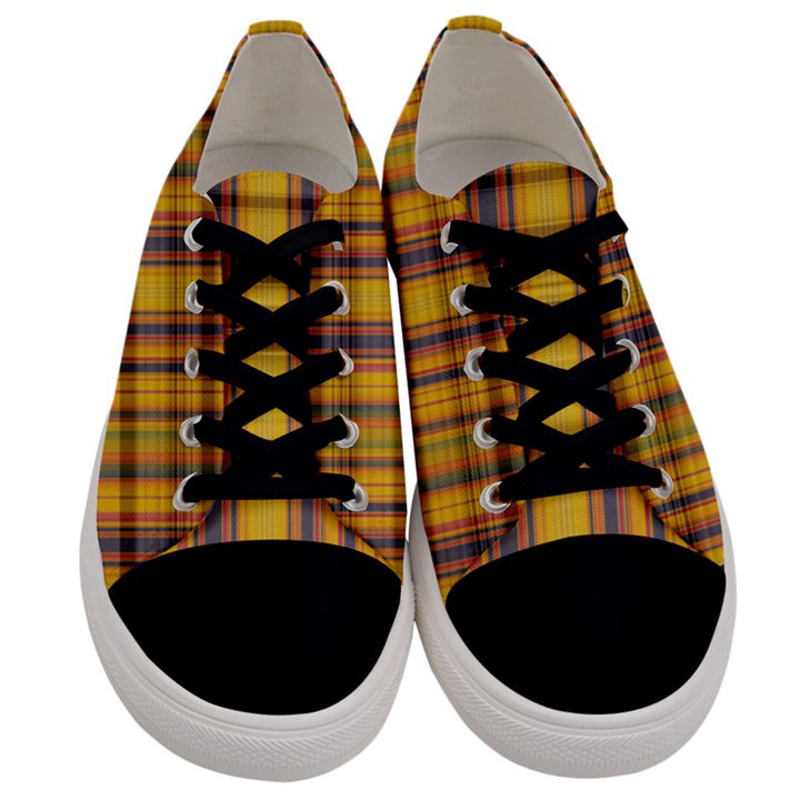 Madras Plaid Yellow Gold Men s Low Top Canvas Sneakers