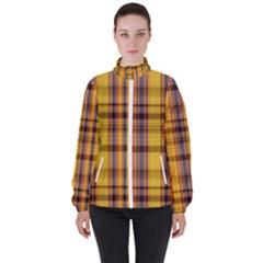 Madras Plaid Yellow Gold Women s High Neck Windbreaker by SpinnyChairDesigns