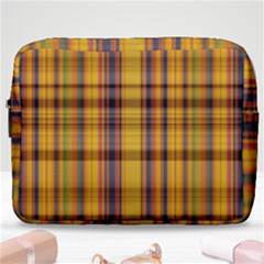 Madras Plaid Yellow Gold Make Up Pouch (large) by SpinnyChairDesigns