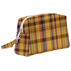 Madras Plaid Yellow Gold Wristlet Pouch Bag (large) by SpinnyChairDesigns