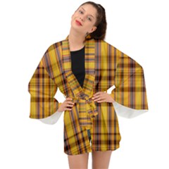 Madras Plaid Yellow Gold Long Sleeve Kimono by SpinnyChairDesigns