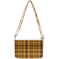 Madras Plaid Yellow Gold Double Gusset Crossbody Bag by SpinnyChairDesigns