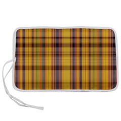 Madras Plaid Yellow Gold Pen Storage Case (l) by SpinnyChairDesigns