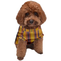 Madras Plaid Yellow Gold Dog T-shirt by SpinnyChairDesigns