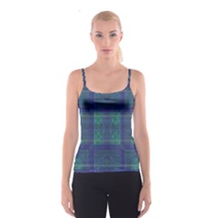 Blue Green Faded Plaid Spaghetti Strap Top by SpinnyChairDesigns