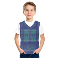 Blue Green Faded Plaid Kids  Sportswear by SpinnyChairDesigns