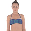 Blue Green Faded Plaid Halter Bandeau Bikini Top View1