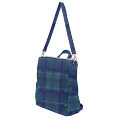 Blue Green Faded Plaid Crossbody Backpack by SpinnyChairDesigns